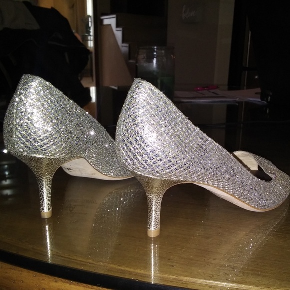 peep toe sparkly heels